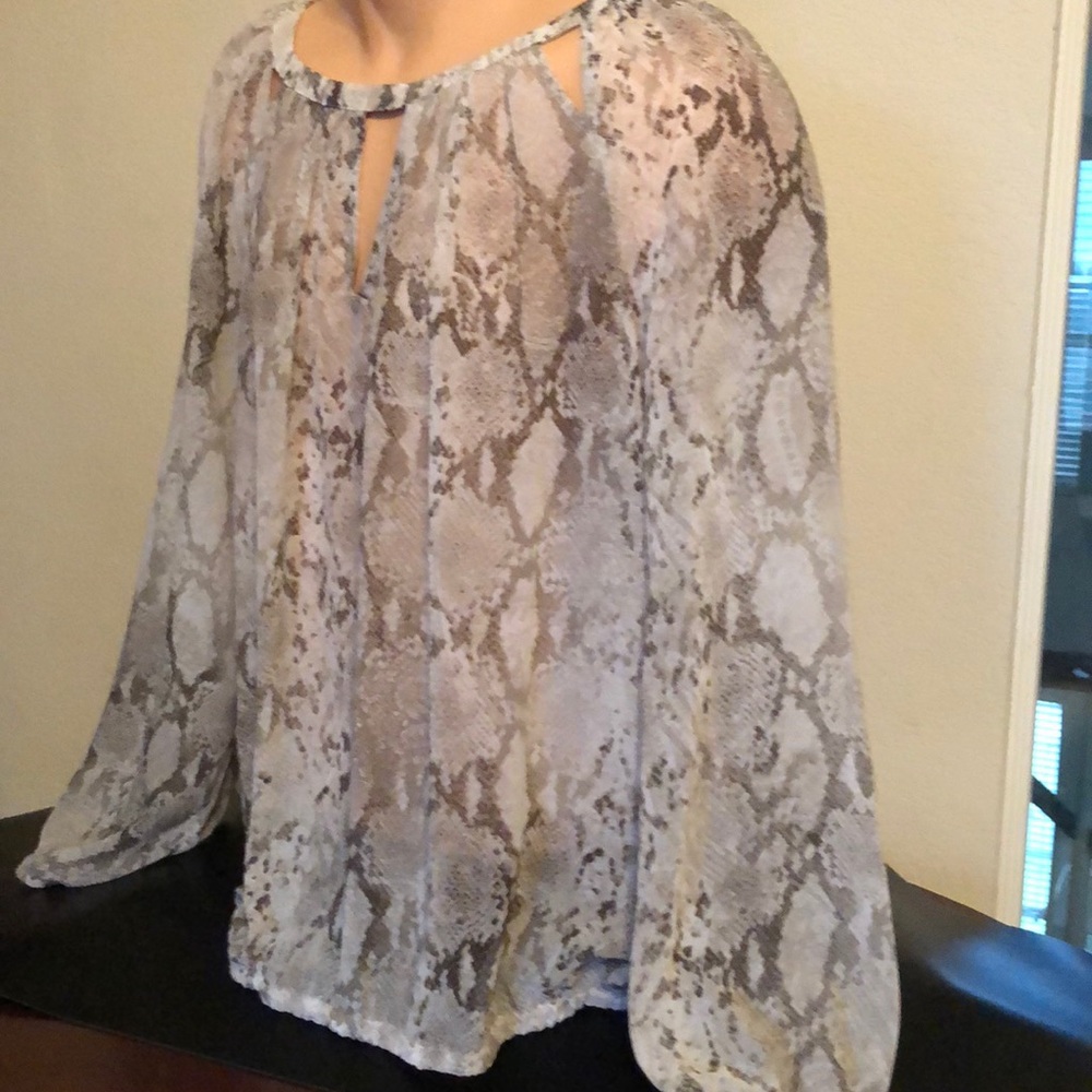 Jennifer Lopez sheer python long sleeve blouse XL